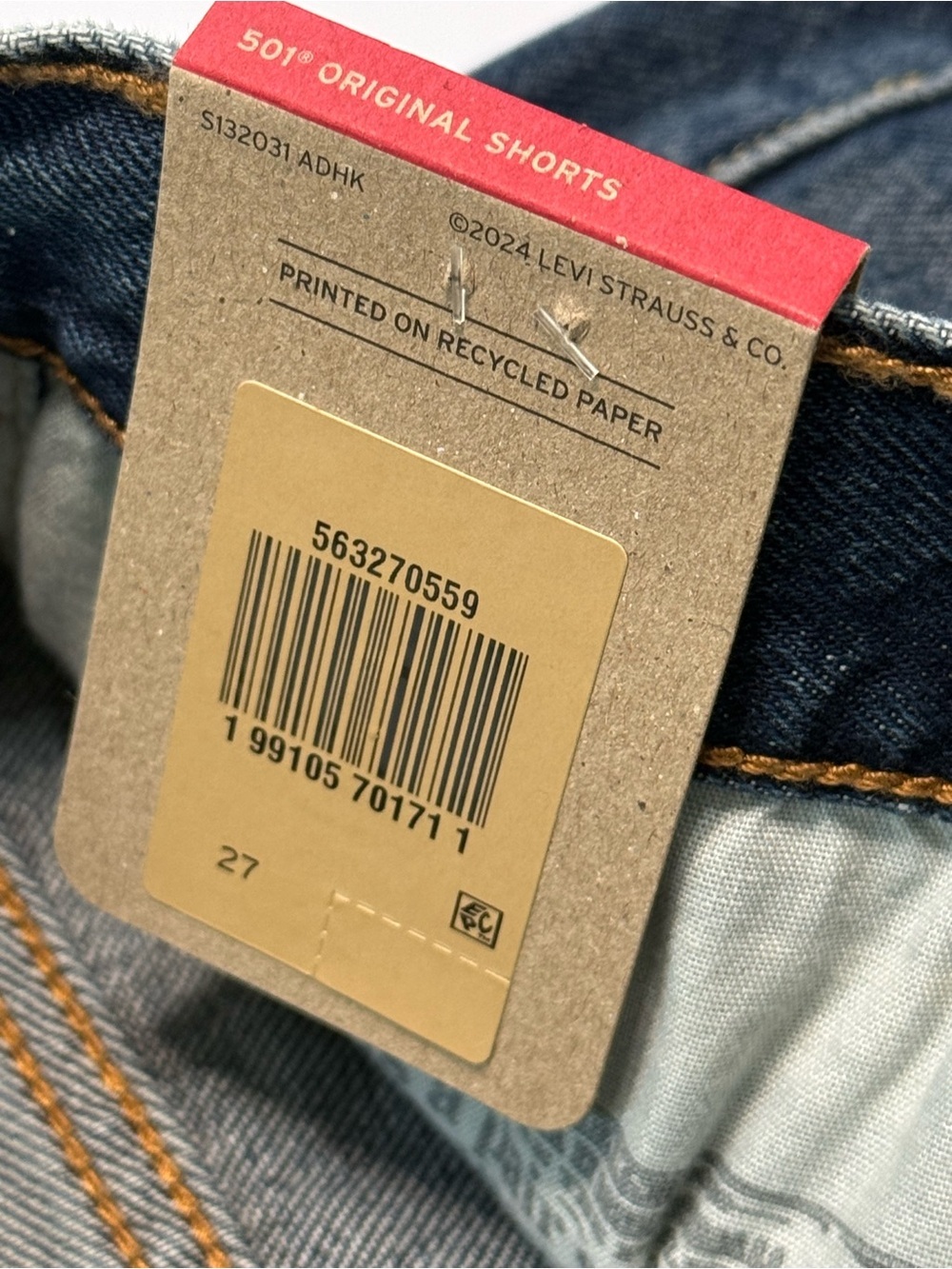 Levi’s 501 Original Distressed Denim Shorts High Rise Cutoff Sz 27 Dark Wash NWT - Picture 8 of 11
